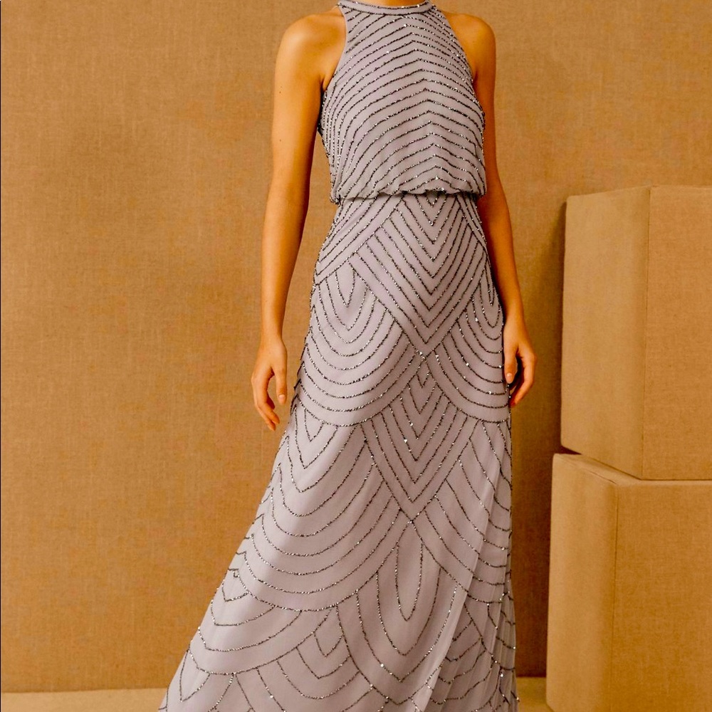 Brand New Adrianna Papel Madigan Dress size 2 in Bridal Silver